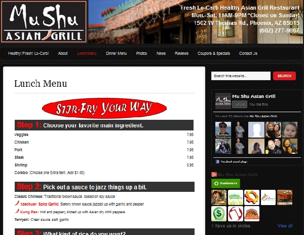 Mu Shu Asian Grill Web Design